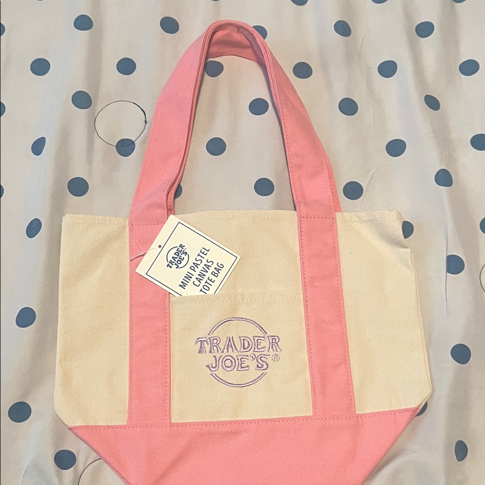 Trader Joe’s Pink and Cream Canvas Tote Bag